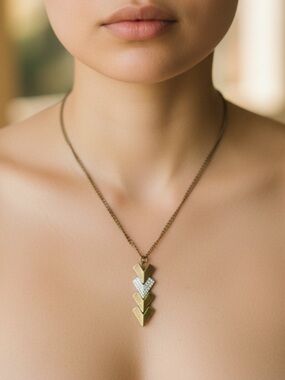 Elegant Gold and Silver Chevron Necklace